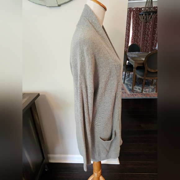 Abercrombie & Fitch Women's Size Medium Gray Knit Longline Open Cardigan Pockets - Picture 5 of 12
